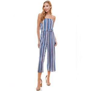 NWOT 19 Cooper Olivia Micro Pleat Stripe Jumpsuit size S flare